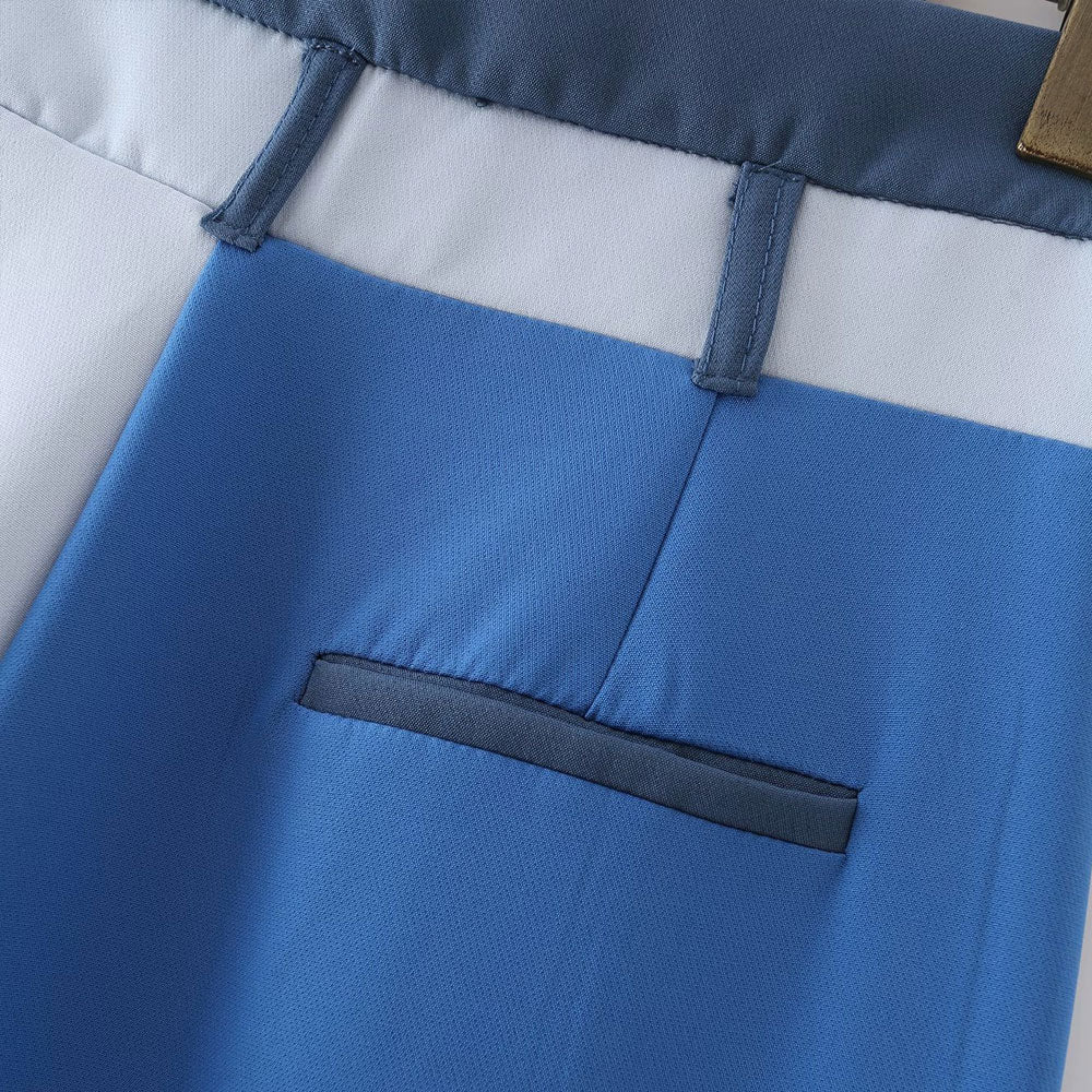 Dam Hög Midja Byxor Trefärgad Patchwork Polyester Ankel-längd-4