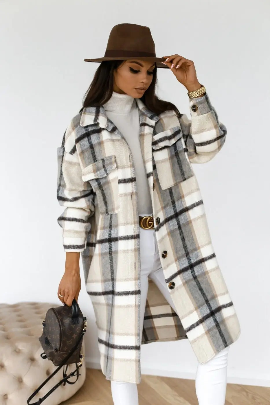 Variant image for Dam Kappa Lång Karomönster Fleece-16