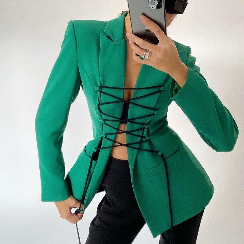 Variant image for Dam Blus Långärmad Snörning Polyester med Fickor-10