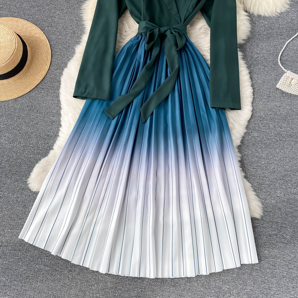 Kvinnors Midi Klänning A-linje Polyester Rynkad-3