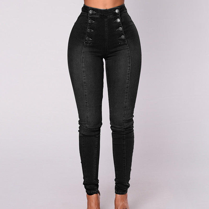 Damjeans Hög Midja Stretch Denim för Dam-6