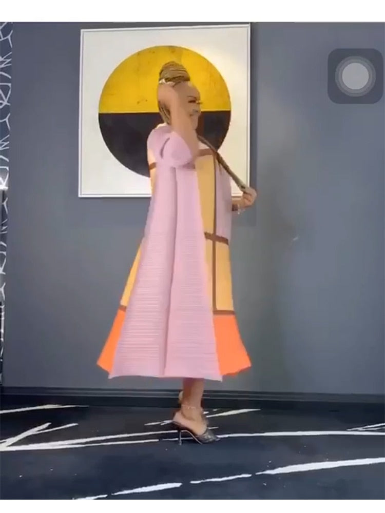 Kvinnors Midi Klänning Flödande Polyester-3