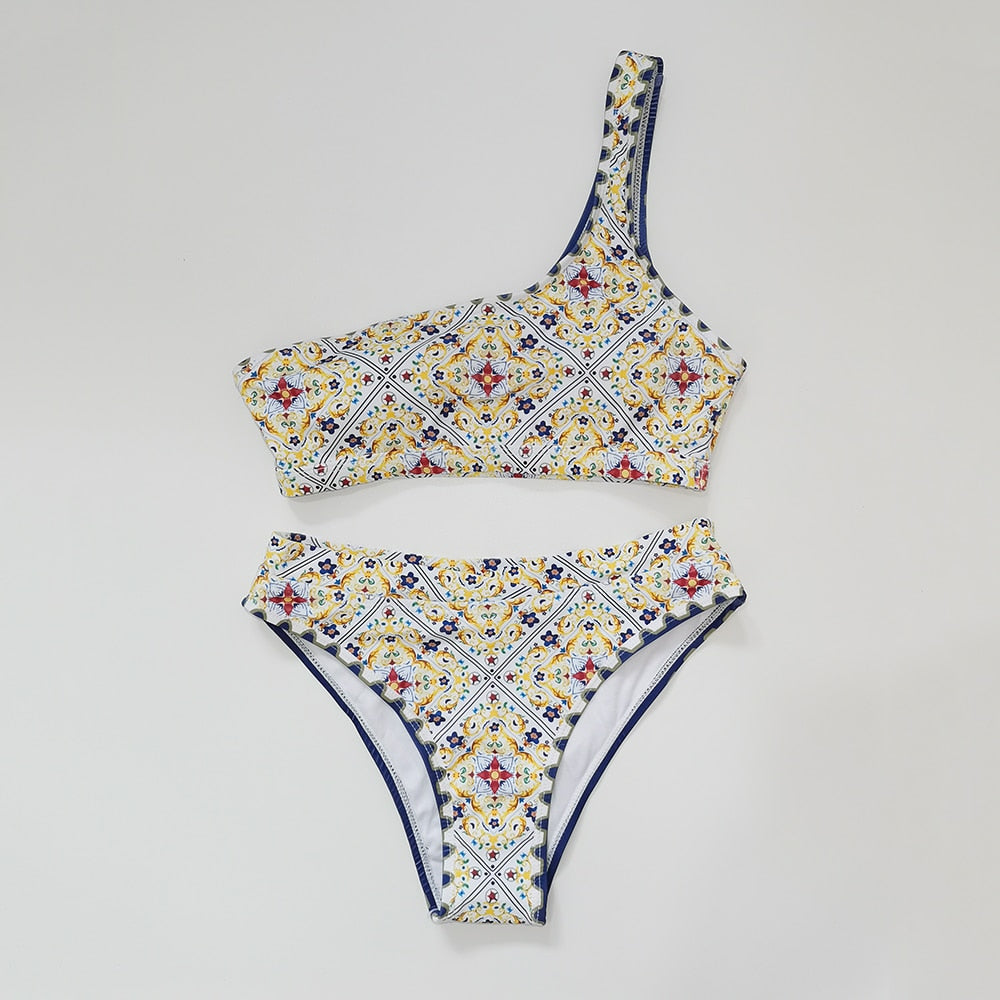 Dam Bikini Retro Geometrisk Polyester för Strand och Pool-5