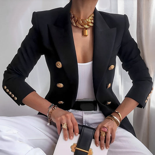 Dam Blazer Elegant Polyester För Vardags- Och Festbruk-1