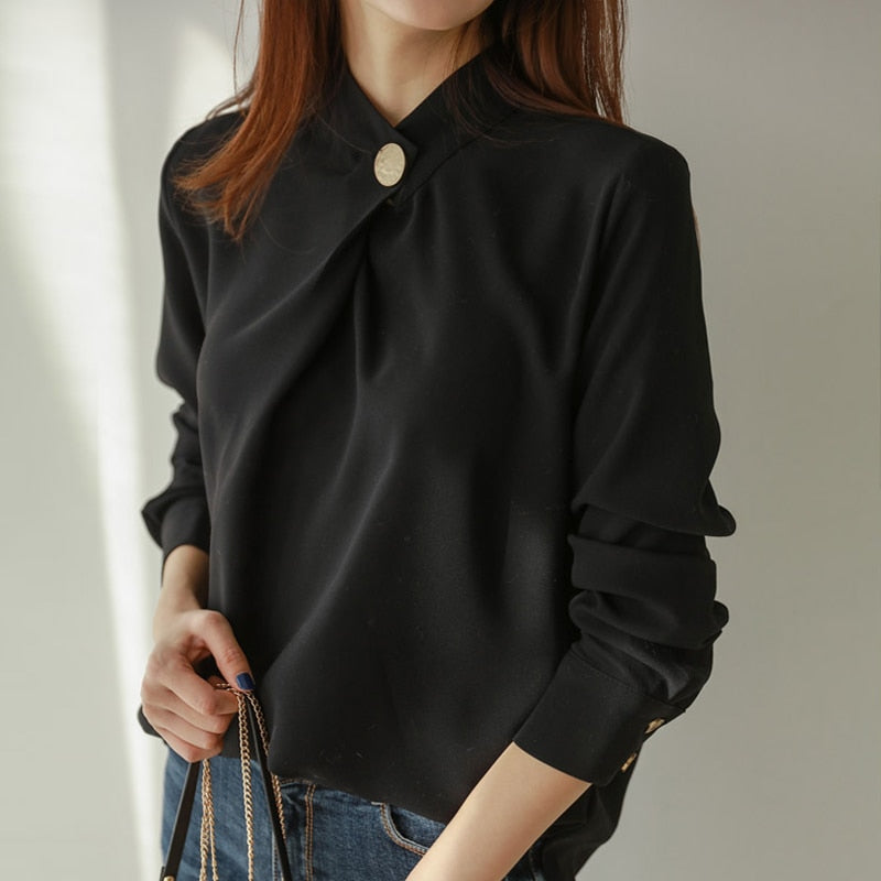 Dam Blus Långärmad Chiffong Elegant-1