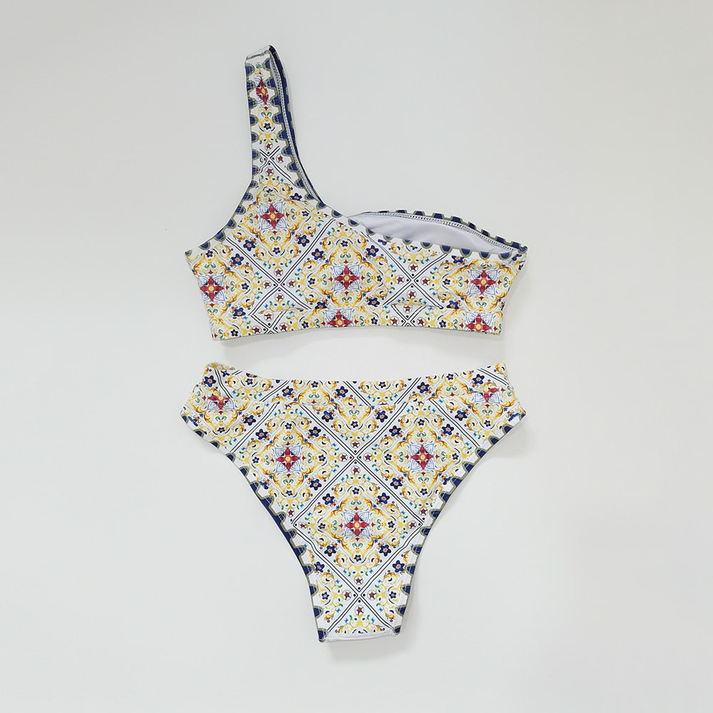 Dam Bikini Retro Geometrisk Polyester för Strand och Pool-4