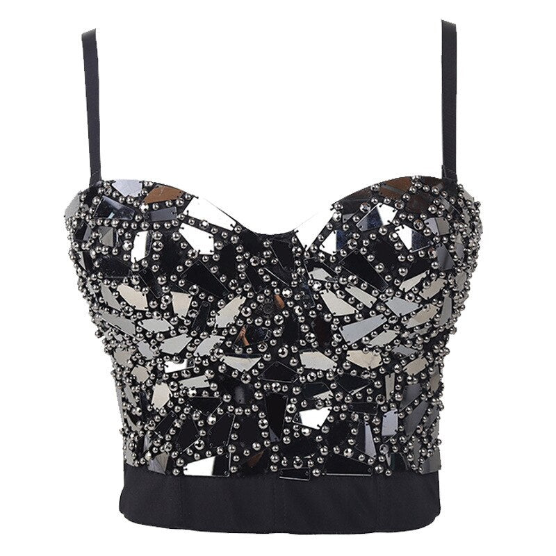 Variant image for Dam Ärmlös Festtopp med Strassdetaljer Spandex Polyester-7