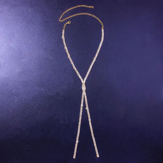 Dam Halsband Geometrisk Design med Strass i Koppar 1