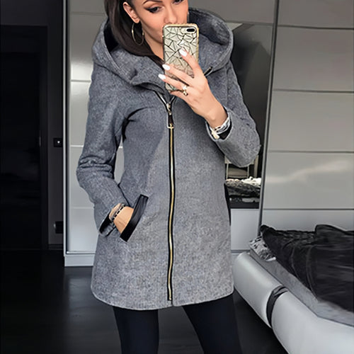 Dam Vinterjacka Minimalistisk Design Vattenavvisande Polyester Bomull-1