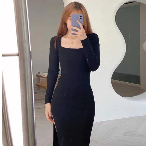 Fina Dam Klänningar Midi Fyrkantig Halsringning Bomull Polyester-1