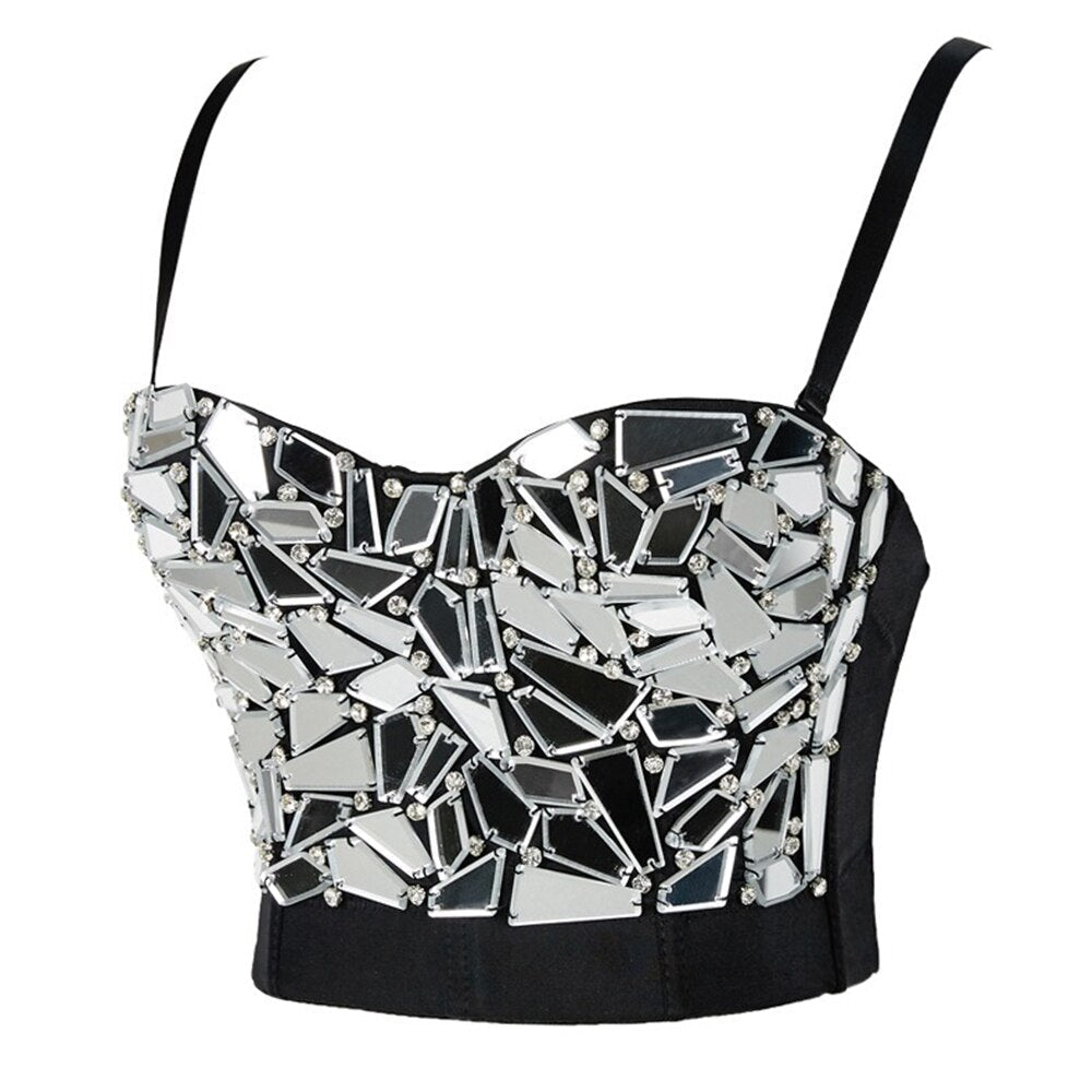Dam Ärmlös Festtopp med Strassdetaljer Spandex Polyester-4