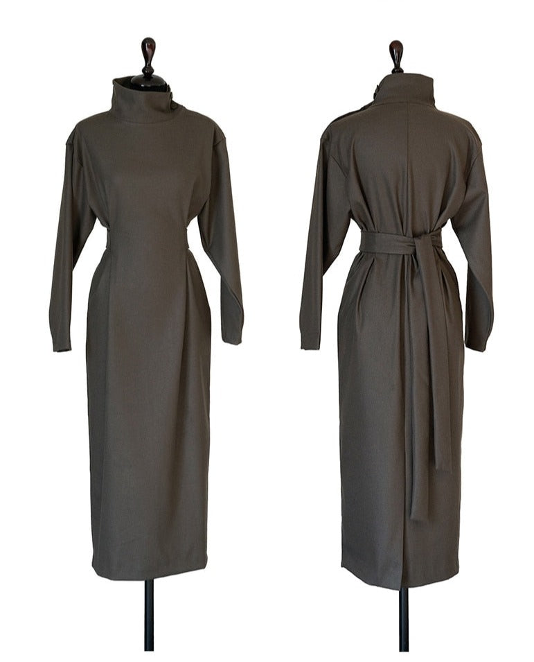 Kvinna Midi Klänning A-Linje Syntetfiber-5