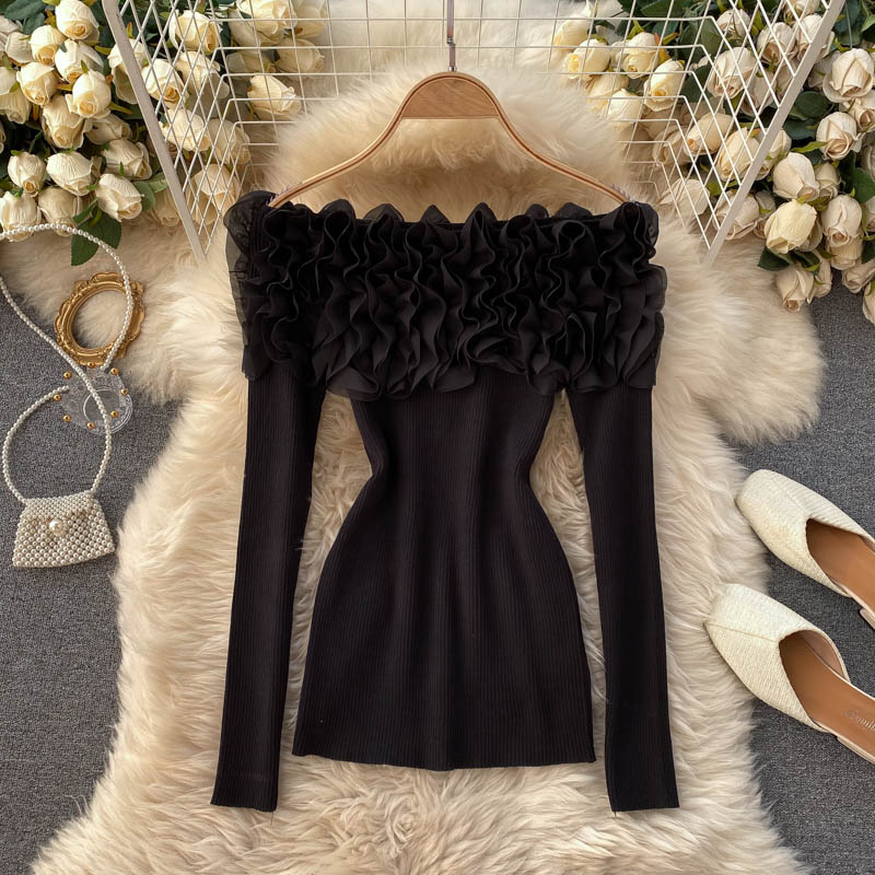 Variant image for Dam Off-Shoulder Blus Långa Ärmar Polyester Monokrom-4
