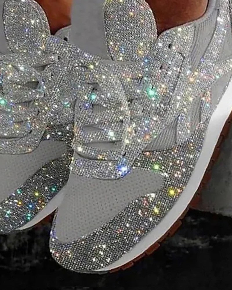 Kvinnors Muffinskor med Paljetter och Justerbara Snören Textil Syntet-2