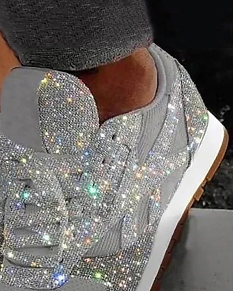 Kvinnors Muffinskor med Paljetter och Justerbara Snören Textil Syntet-3