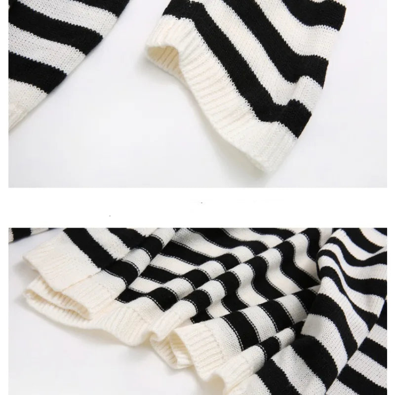 Dam Kofta Öppen Front Randig Mjuk Stickad Kvalitet-4