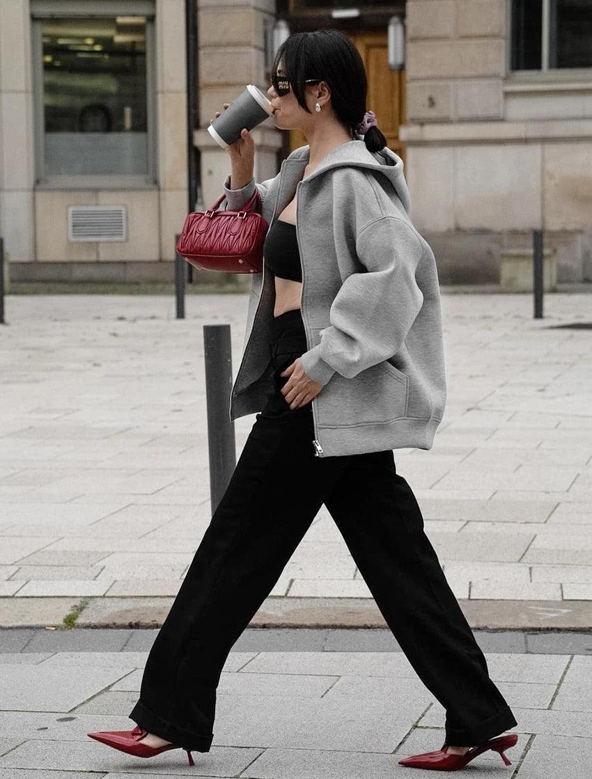 Dunväst Dam Hoodie i Bomull och Polyester-2