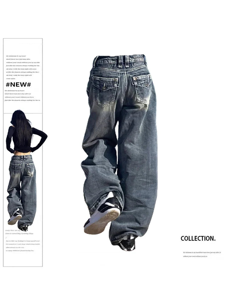 Herr Baggy Jeans Hög Midja 100% Bomull 1