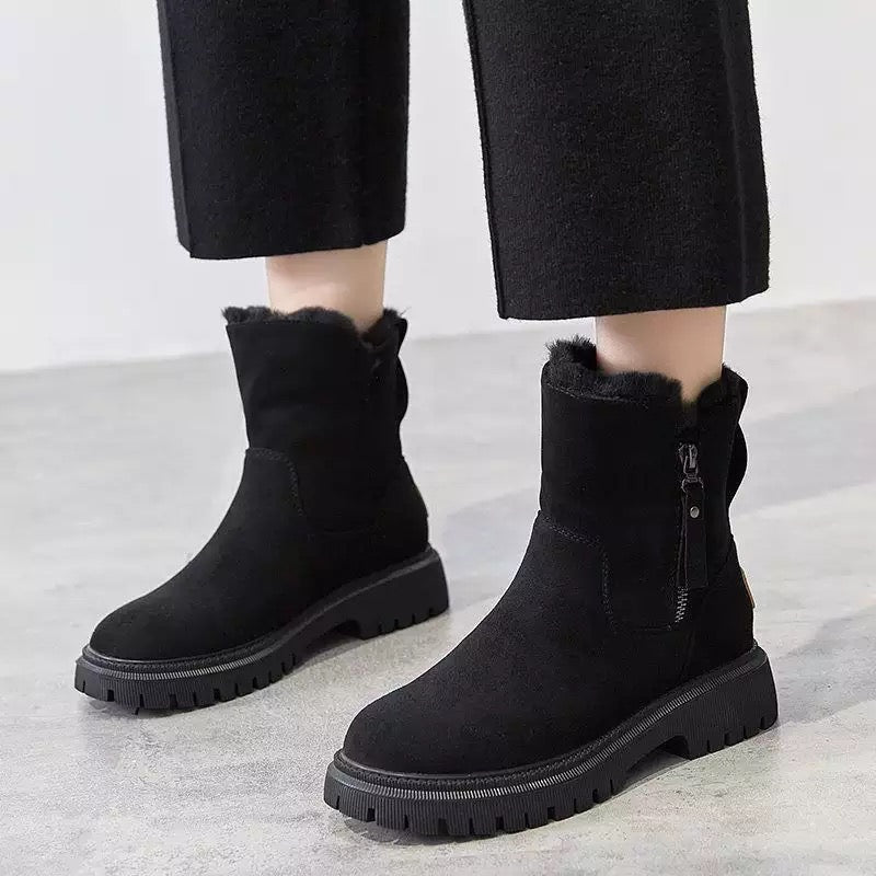 Herrens Vinterstövlar Slip-on Textil med Gummisula 0
