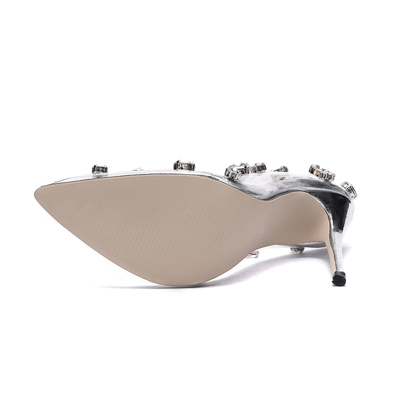 Kvinnors Stilettskor Justerbar Rem PVC Hög Klack-4