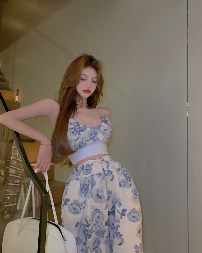 Dam Byxor Hög Midja Blommönster Polyester Sommarkläder-3