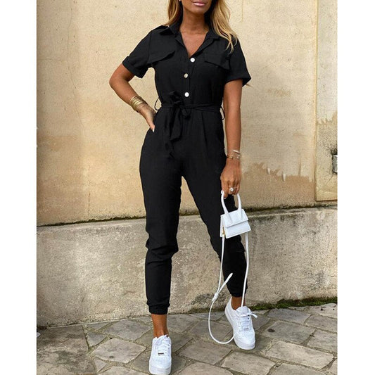 Dam Bodysuit FigurnÀra Med BÀlte Och Knappar Polyester-1