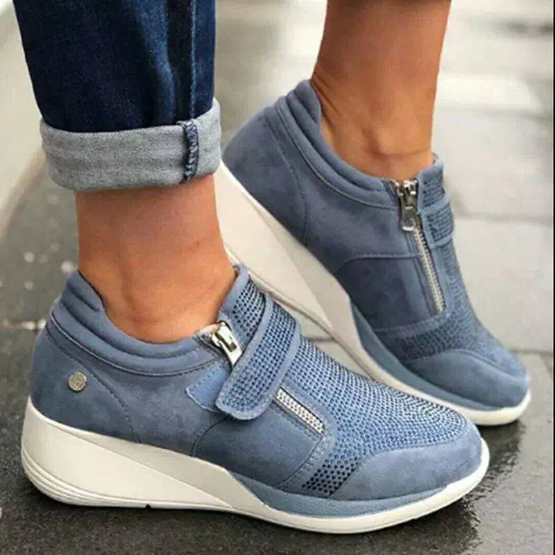 Dam Sneakers Ortopedisk Stil Med Halkfri Sula och Blixtlås-2