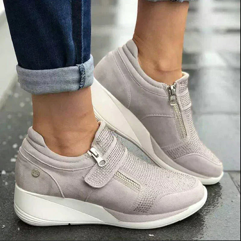 Dam Sneakers Ortopedisk Stil Med Halkfri Sula och Blixtlås-3