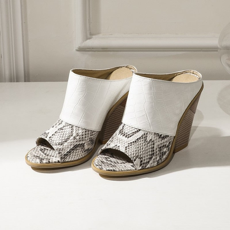 Kvinnors Gladiatorsandaler Slingback PU-Läder Ormtryck-3