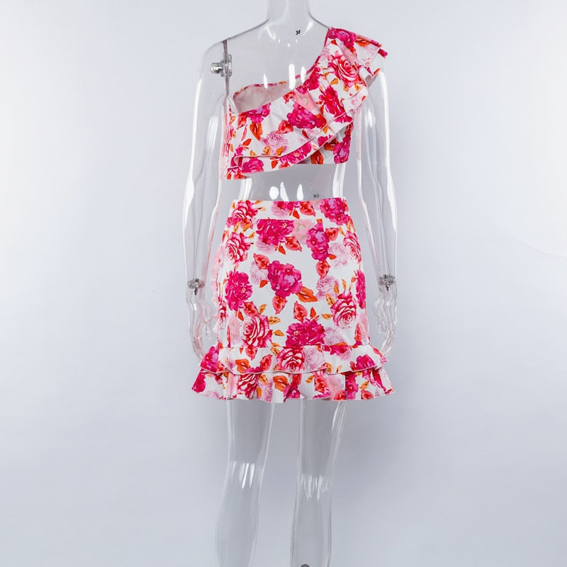 Dam Blommig Uppsättning Kortärmad Polyester-4