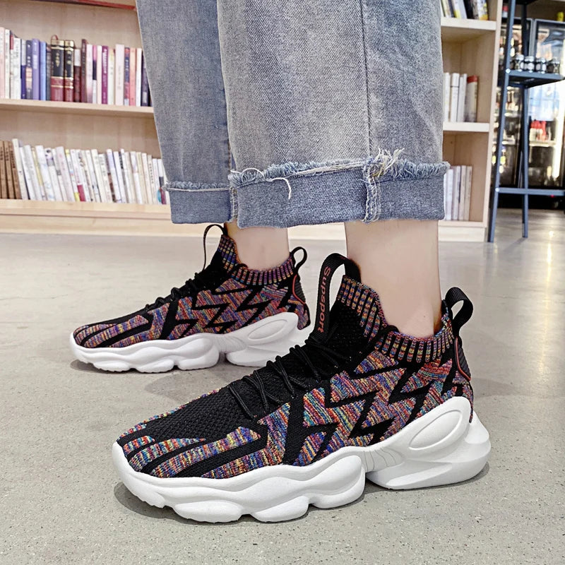 Variant image for Dam Hög Top Sneaker Vävda Detaljer Högkvalitativt Tyg-12