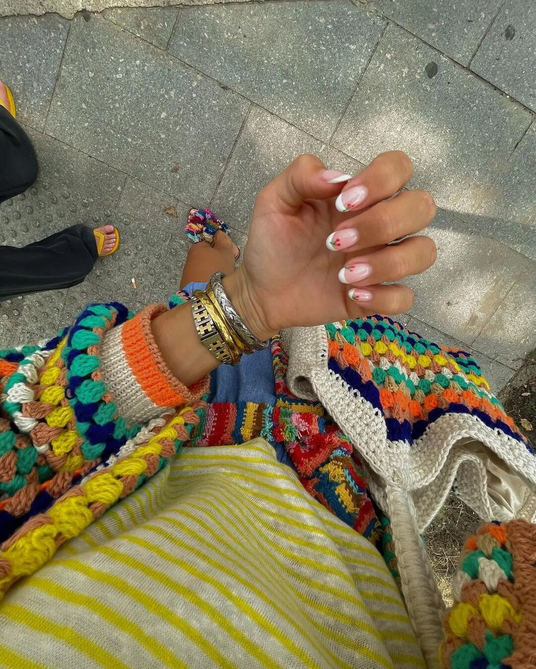 Dam Kofta Boho Stil Merinoull med Virkning 3