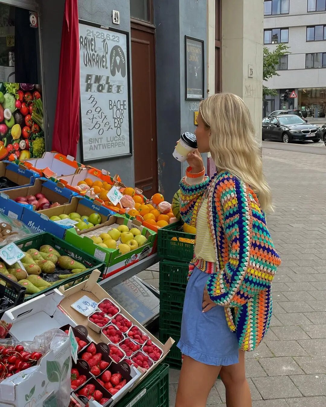 Dam Kofta Boho Stil Merinoull med Virkning 4