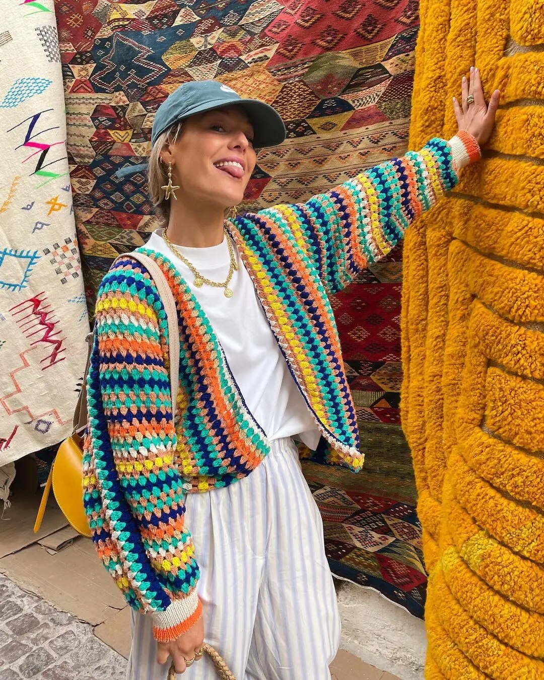 Dam Kofta Boho Stil Merinoull med Virkning 1