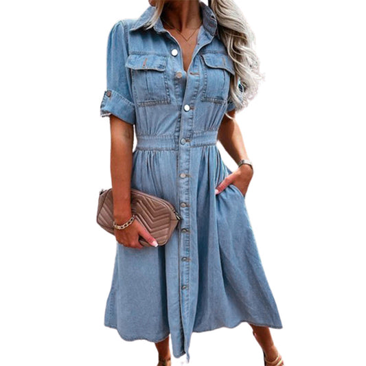 Kvinnors Denim Klänning Trendig Design Hållbart Material 1