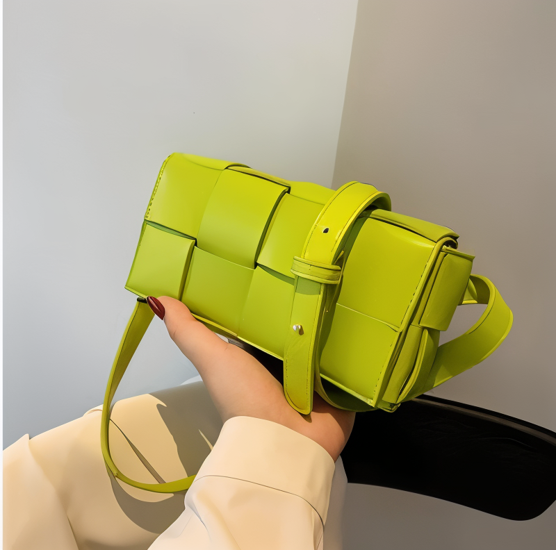 Dam Axelväska Flätad Veganskt Läder Med Justerbar Rem-5