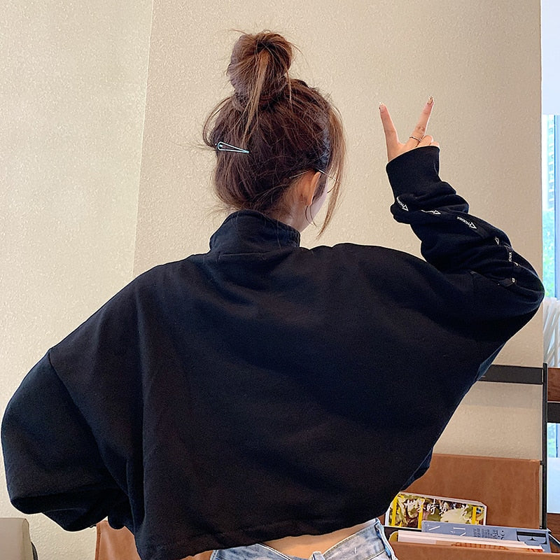 Dam Pullover med Dragkedja Justerbar Krage Bomull Polyester-2