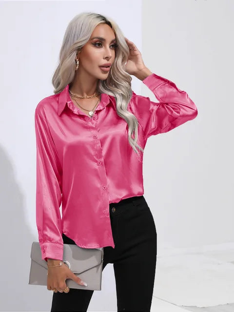 Dam Satinblus Elegant Mångsidig Satin 21