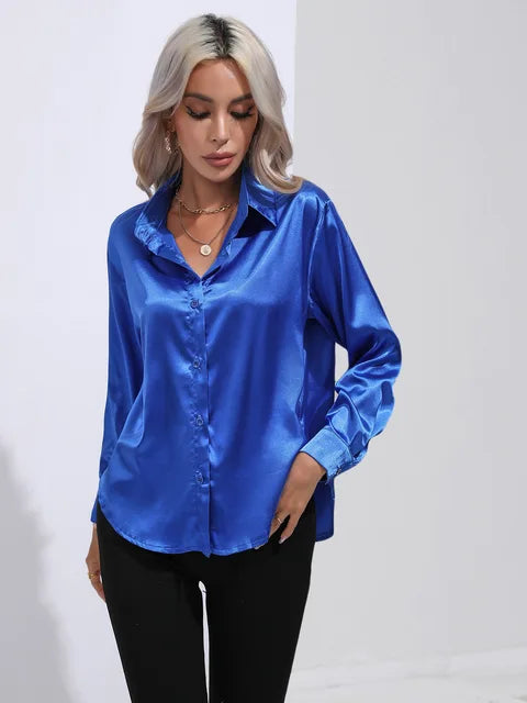Dam Satinblus Elegant Mångsidig Satin 7