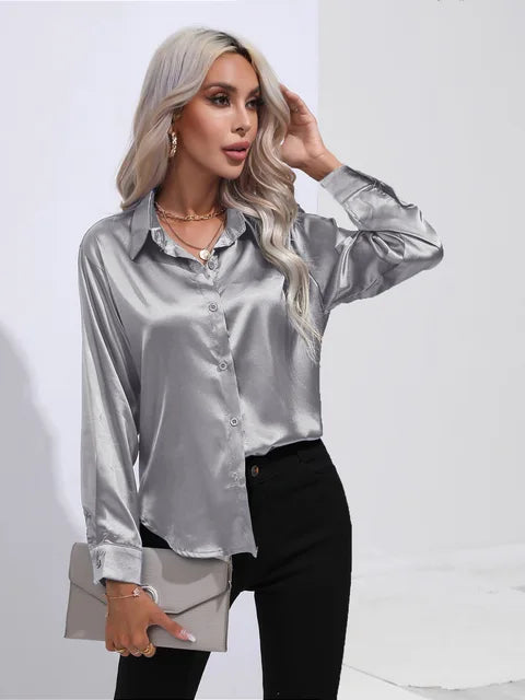 Dam Satinblus Elegant Mångsidig Satin 6