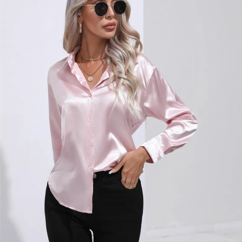Dam Satinblus Elegant Mångsidig Satin 2