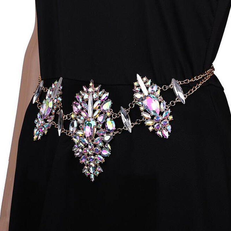 Dam Bälte Metall med Strass Blommönster Justerbart 12,5 cm-5
