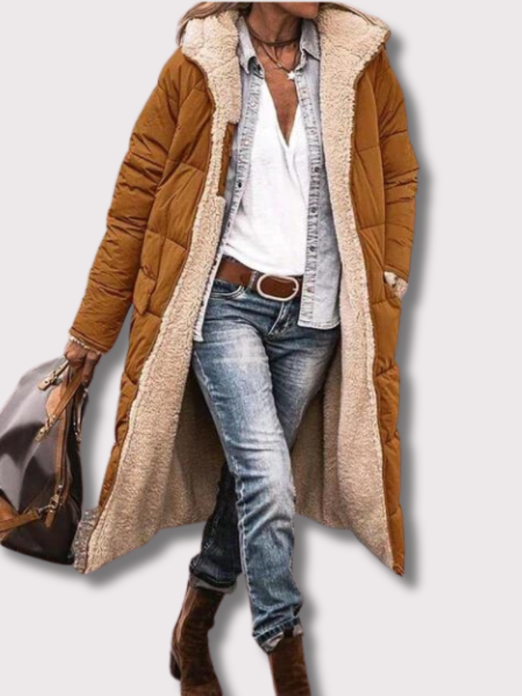Damjacka Vändbar Lång Polyester Elegant Jacka för Dam 2