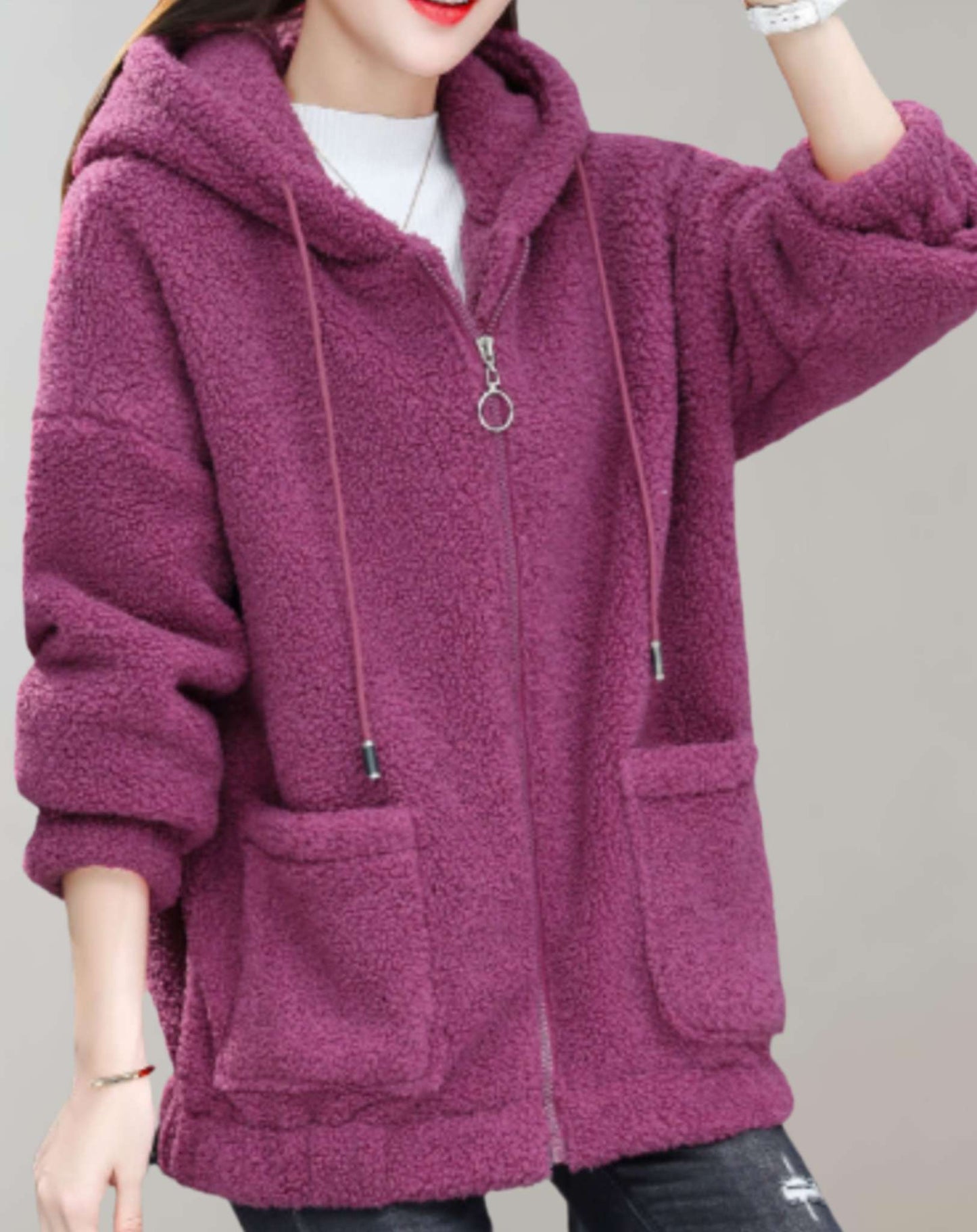 Variant image for Lång Vinterrock Dam med Huva Isolerande Material Elegant Design-1