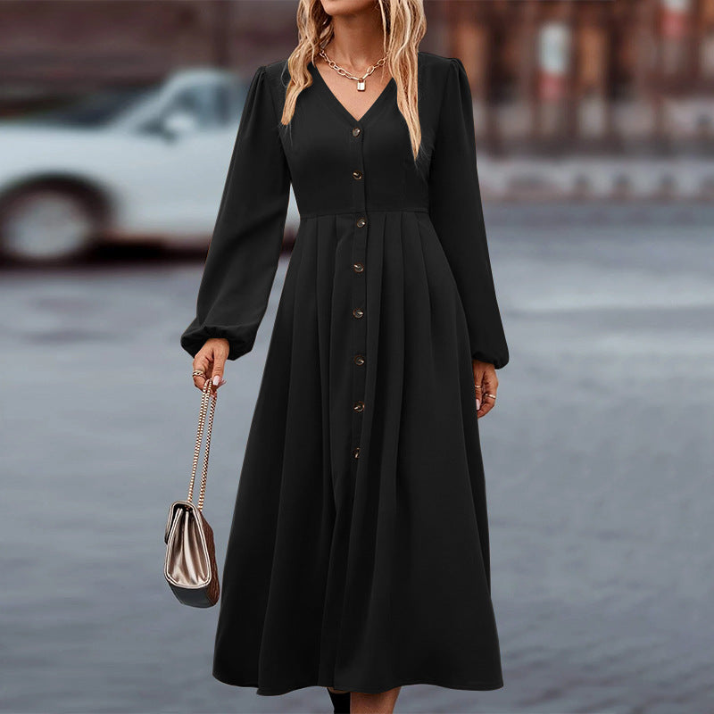 Variant image for Dam Höstklänning Tidlös Design Varmt Tyg Elegant Stil-13