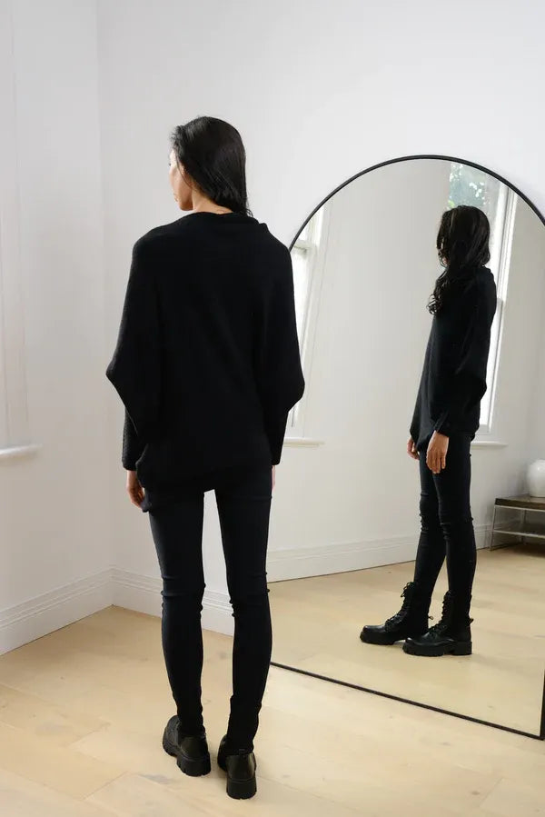 Dam Tröja Asymmetrisk Draperad Mjukt Tyg 5