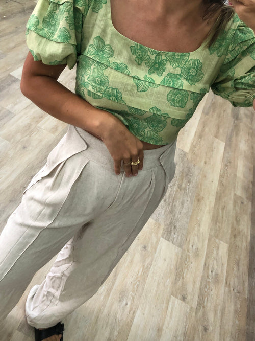 Dam Topp Festtoppar Ballongärmar Bomull-1