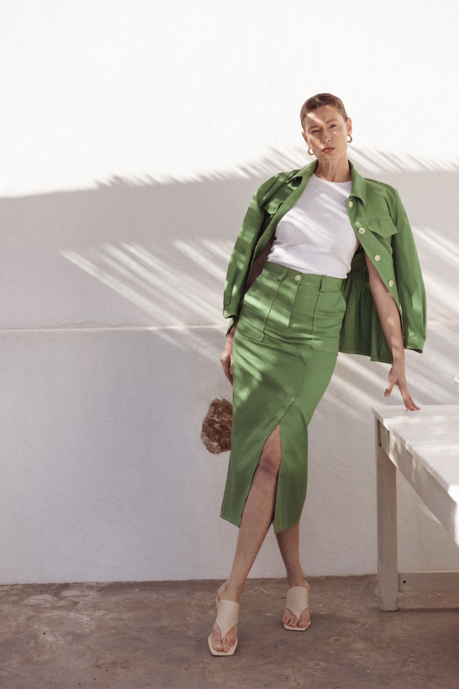 Damkjol Knapp Blixtlås 100% Bomull med Fickor-6