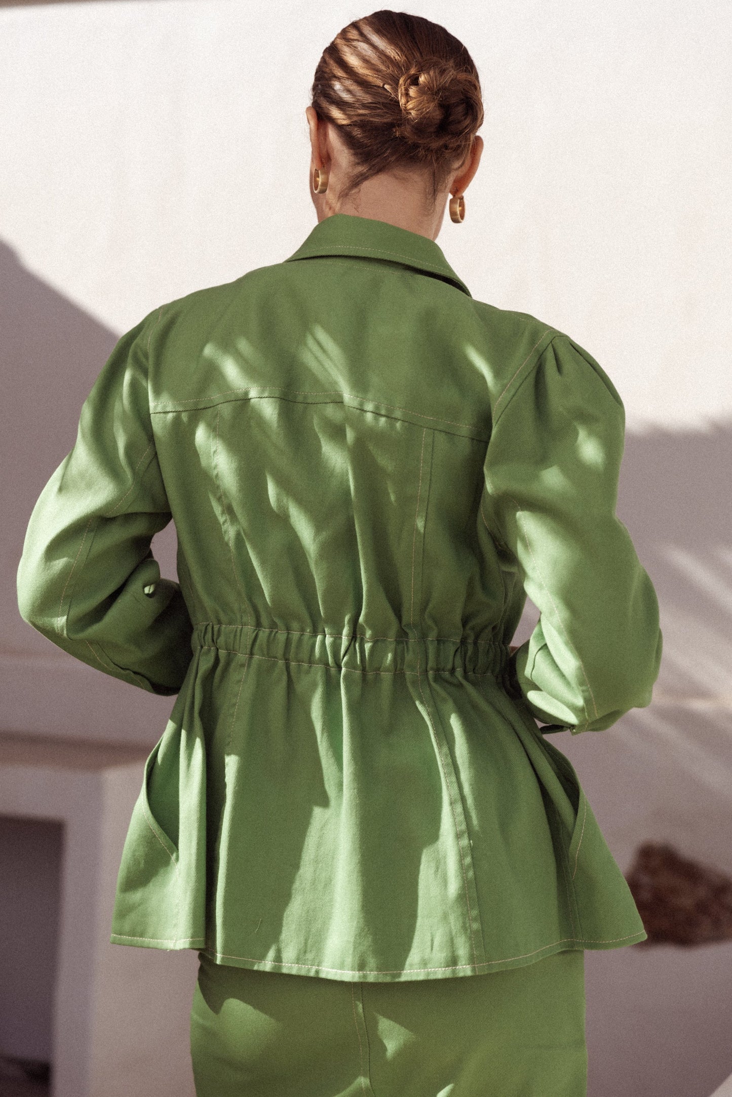 Dam Kappa med Ballongärmar och Krage i 100% Bomull-6