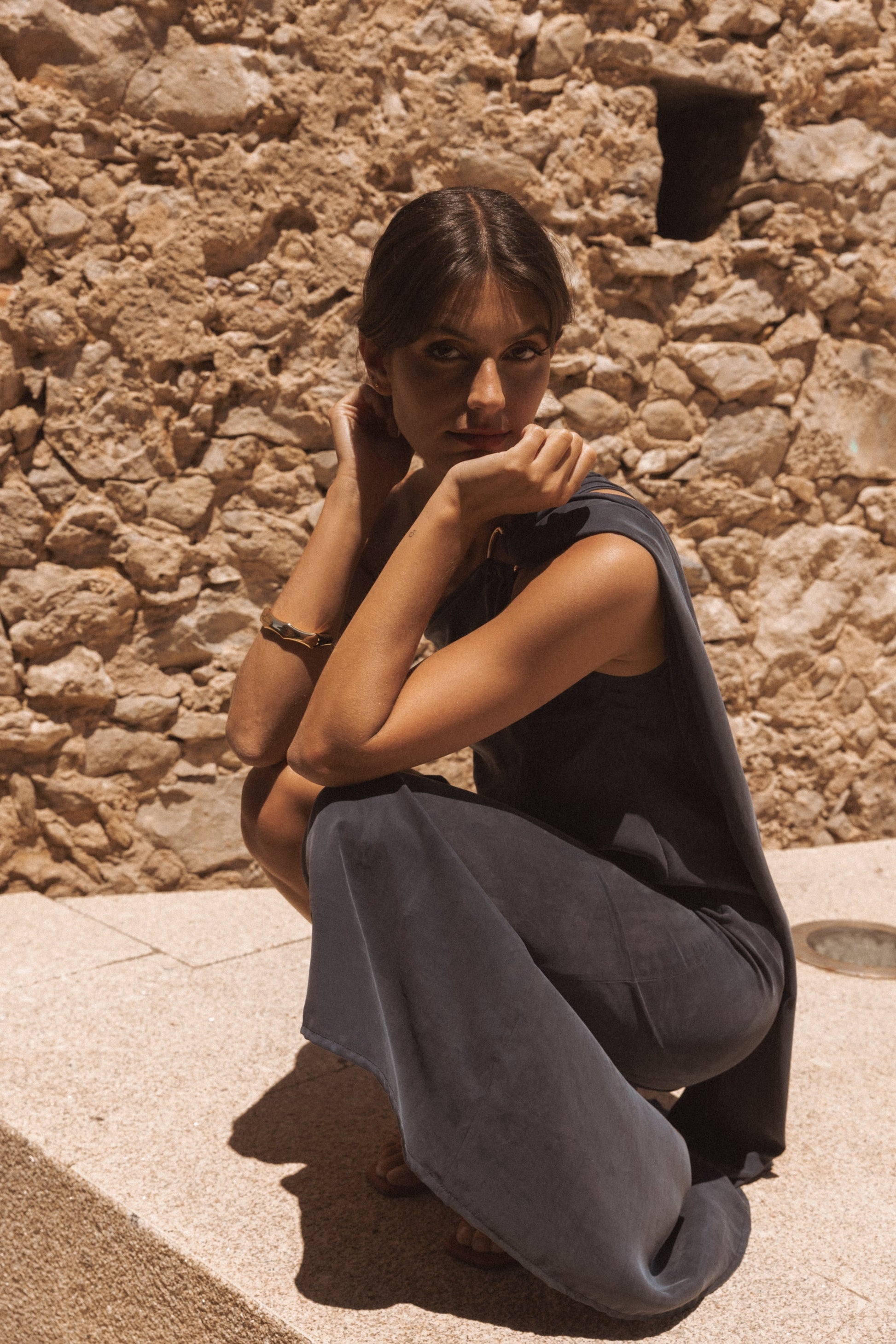 Dam Klänning Midi Minimalistisk Cupro-3